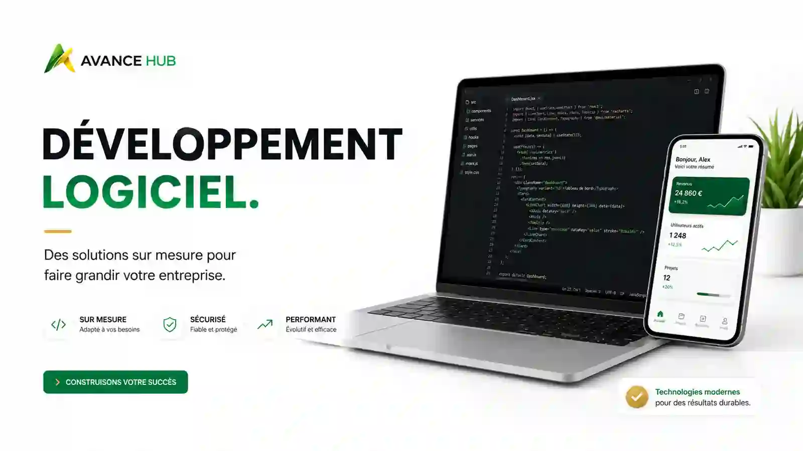 Développement d'applications mobiles sur mesure Avance Hub