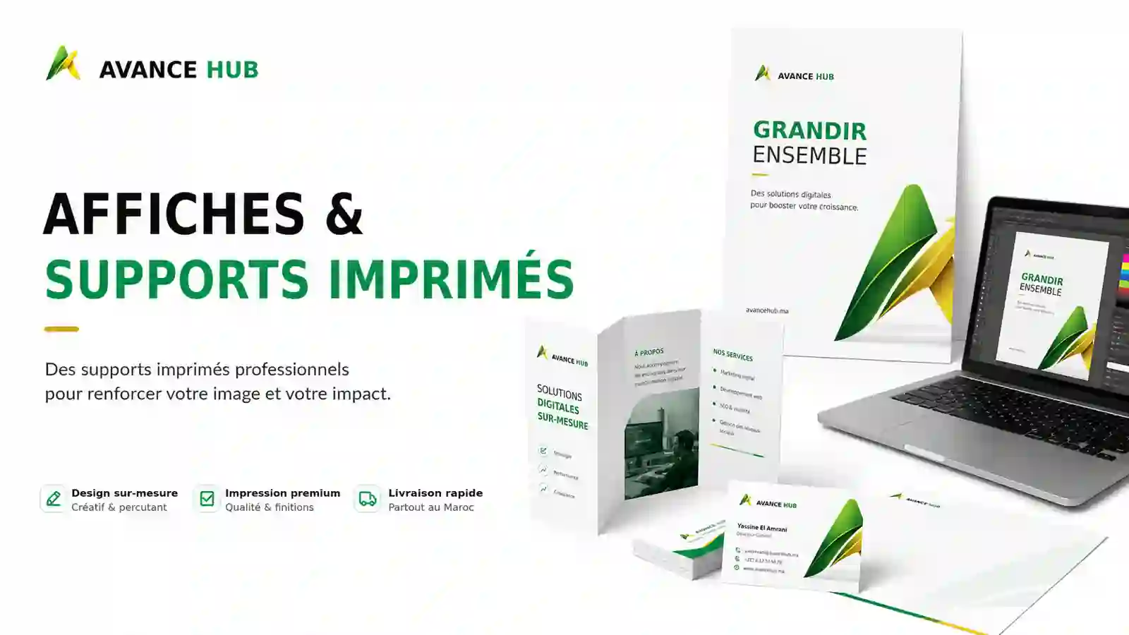 Supports imprimés et identité de marque Avance Hub